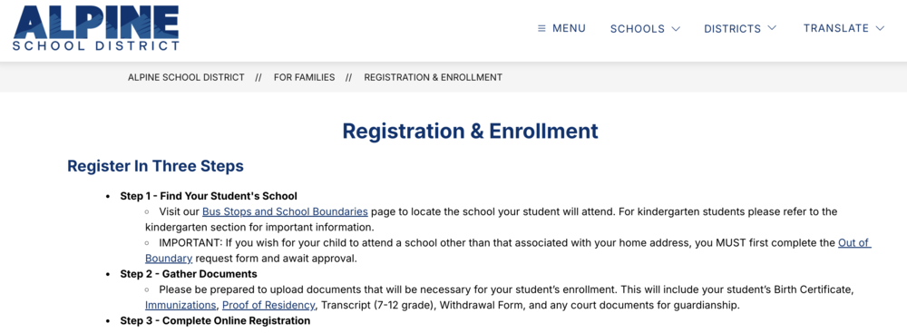 New Student Registration
