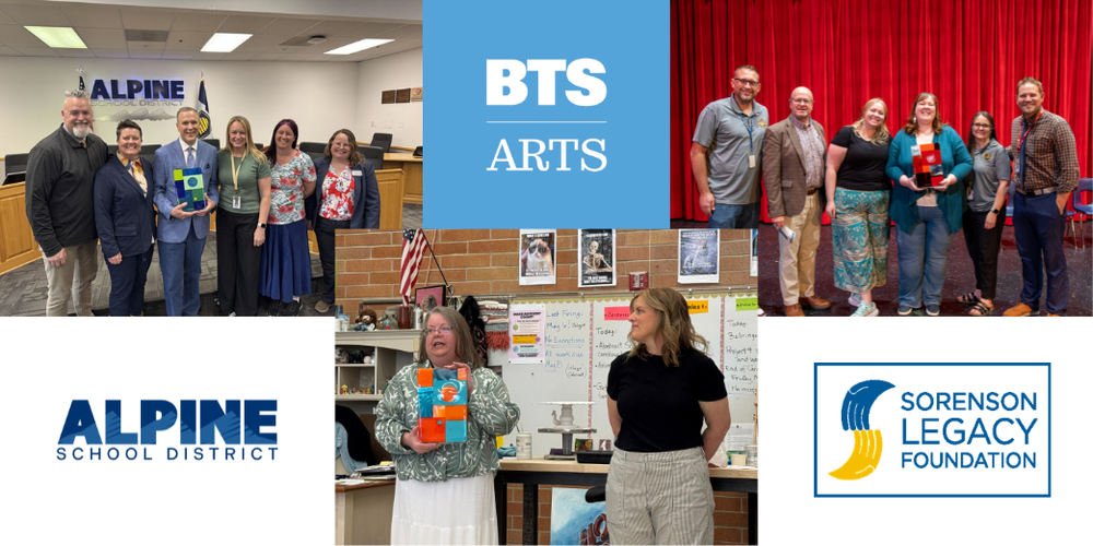 Collage with the three educators who recieved the award and Beverly Taylor Sorenson Logos
