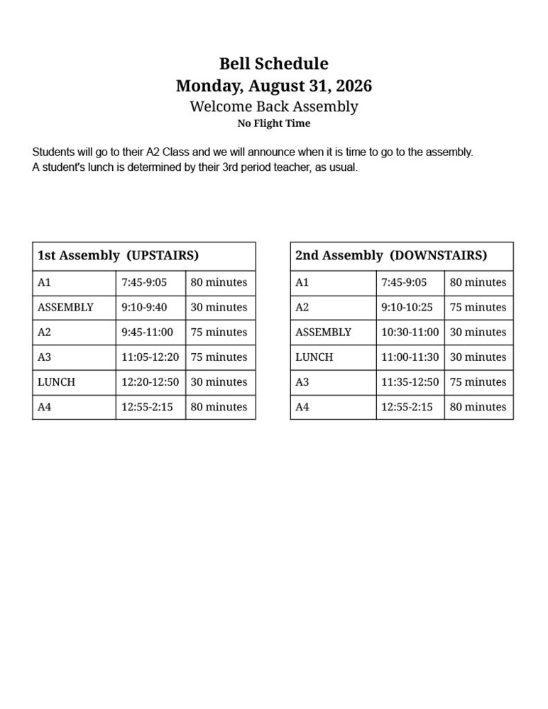 bell schedule 8-31