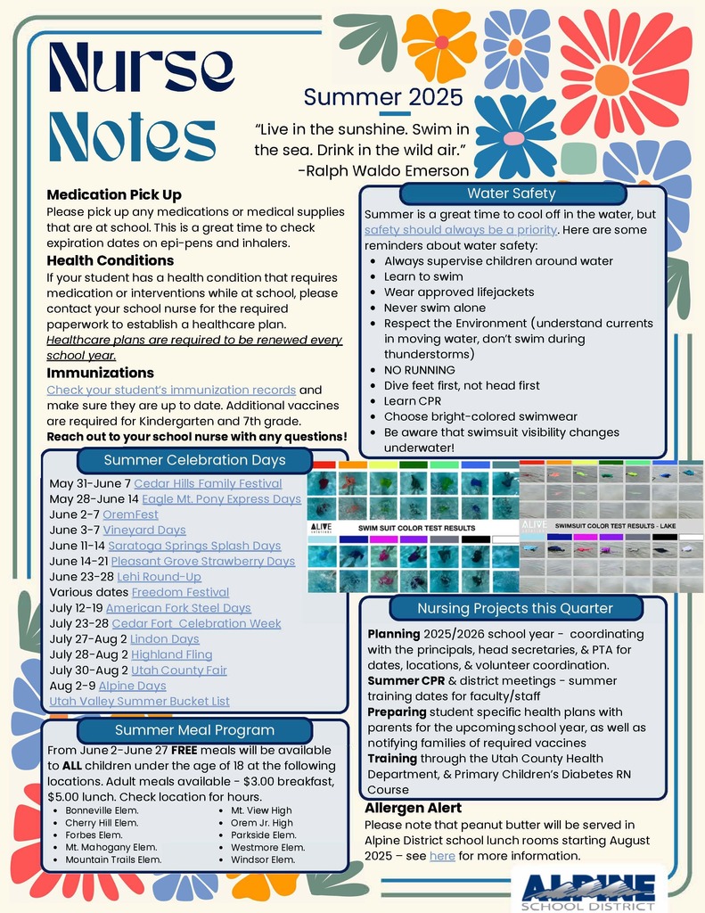 Flyer with tips for a safe and healthy summer.