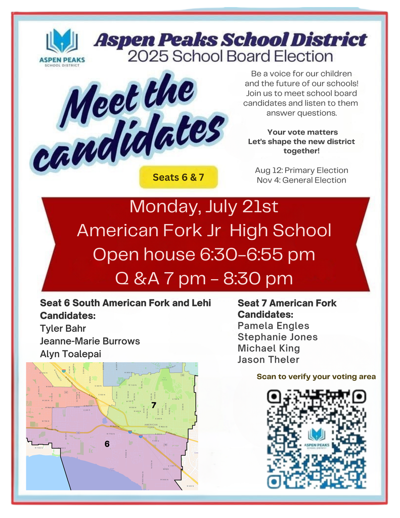 Flier about Meet the Candidates Night for Aspen Peaks School District