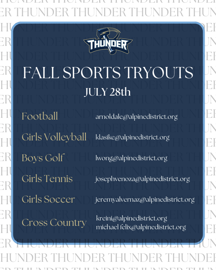Fall Sports Tryouts, July 28th