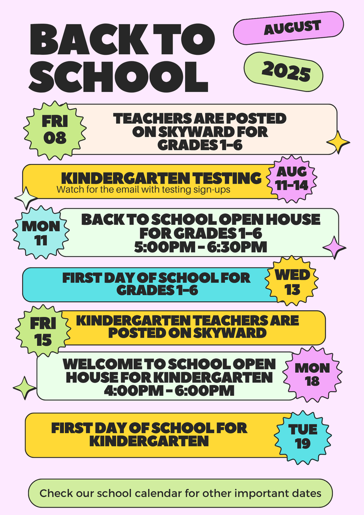 Back to School important dates