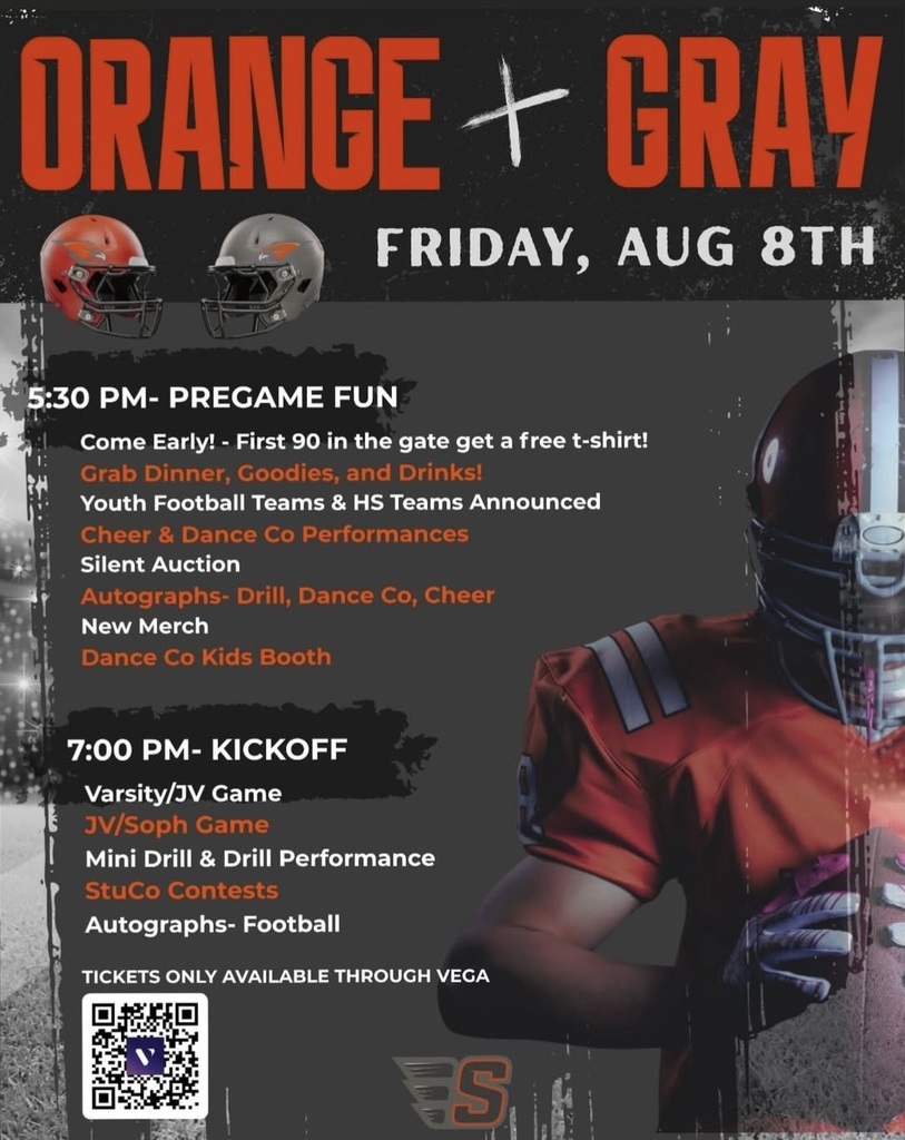 Orange and gray text football helmets and a football player