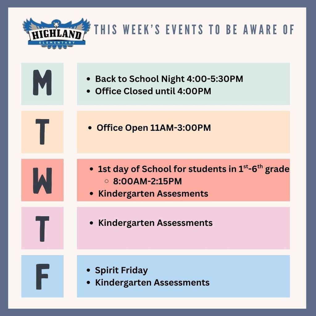 Colorful calendar of daily events