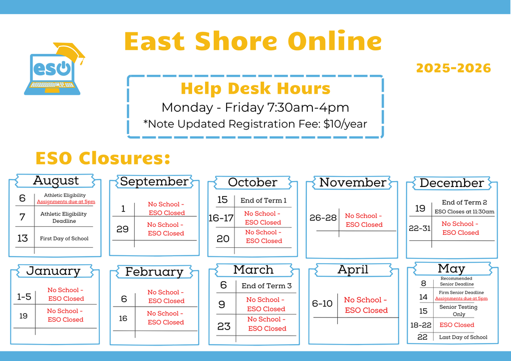 east shore's 25/26 calendar