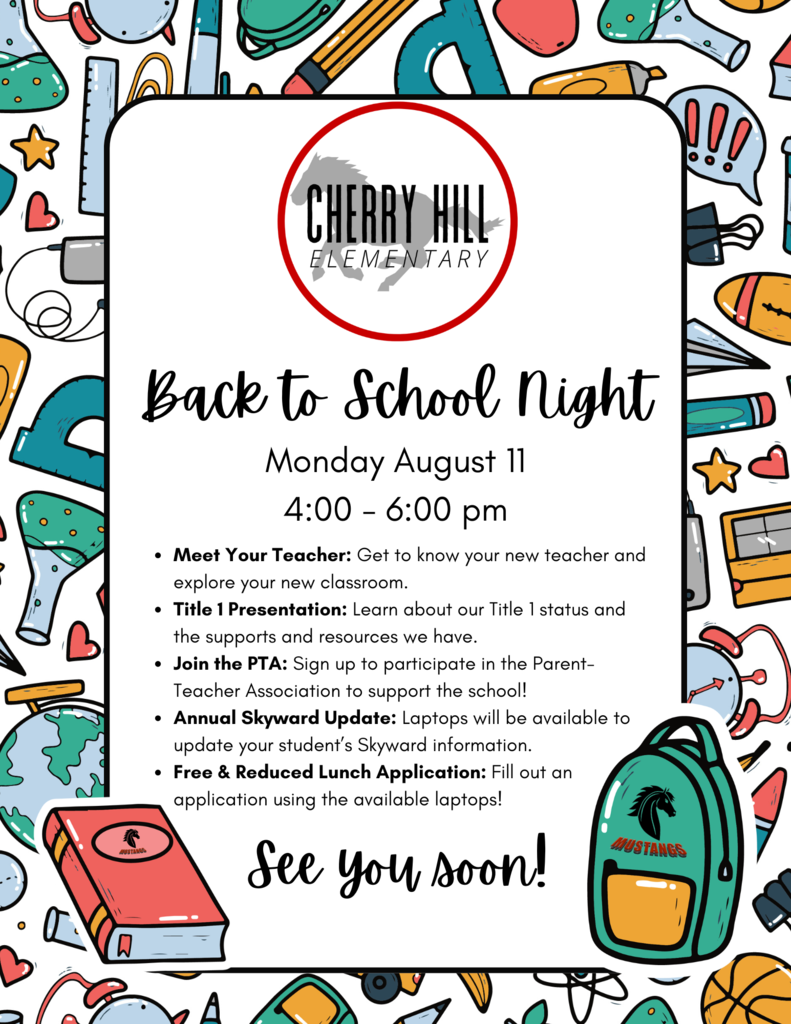 A flier with details on Back to School Night