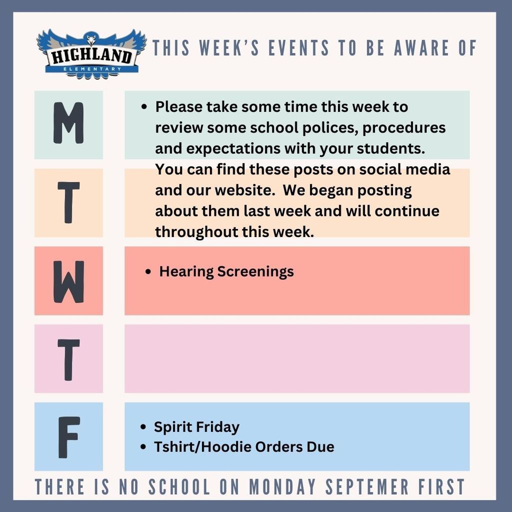 Colorful calendar of daily events