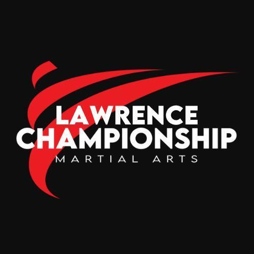 Black background with red swish for Lawrence Championship Martial Arts