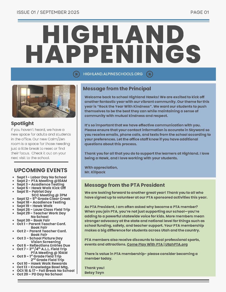 Newsletter content with school images