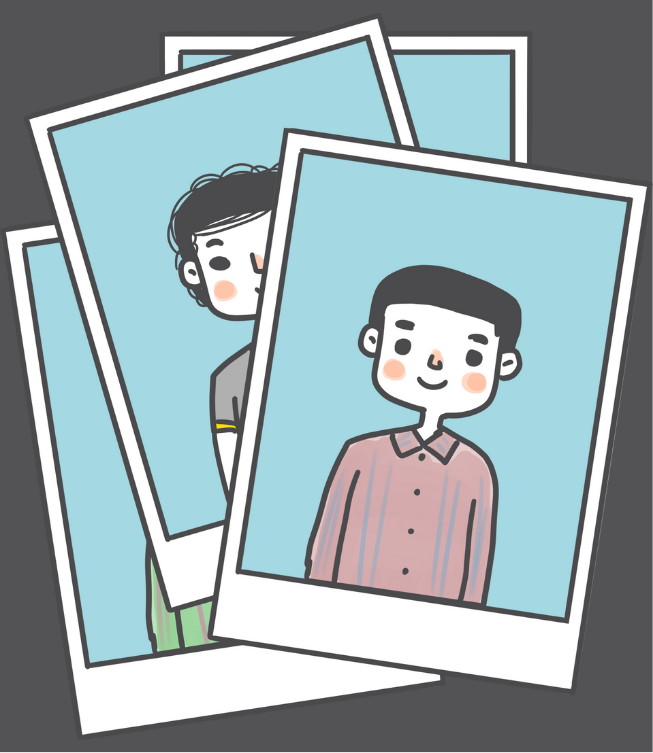 Drawing of stack of student photos