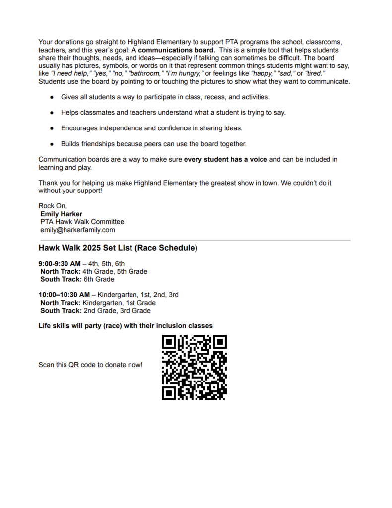 Letter page 2 for Hawk Walk Fundraiser