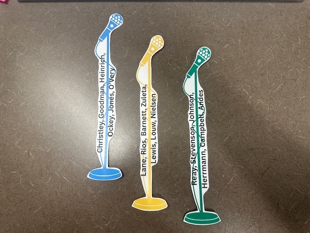 Colored microphones for leading Hawk Walk teams
