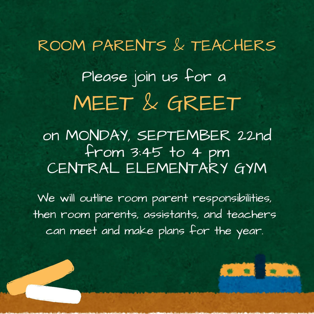 FLYER THAT LOOKS LIKE A CHALKBOARD. TELL ABOUT A TEACHER MEET & CREET