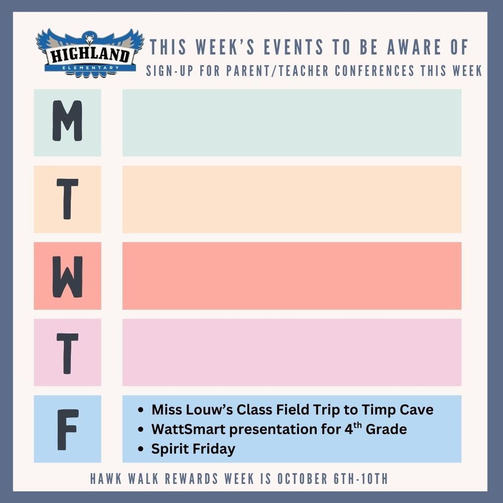 Colorful calendar of daily events