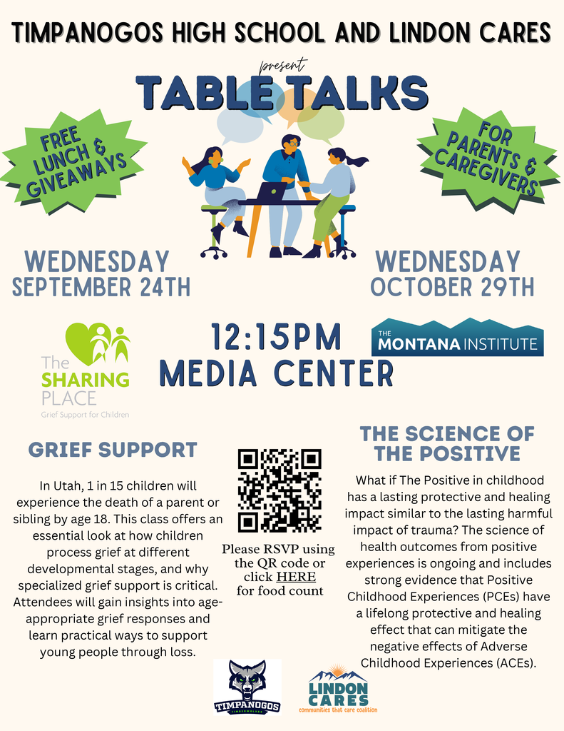 Table Talks Septmeber 24th and October 29th