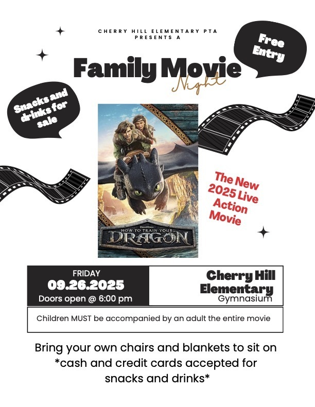 Cherry Hill movie night on Friday September 26th at 6:00pm