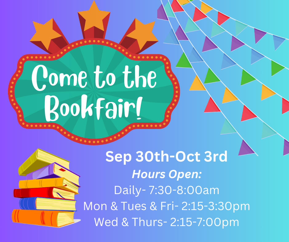Bookfair is open Sep 30th-Oct 3rd