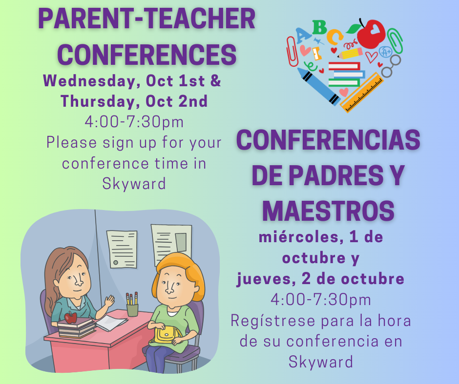 Parent Teacher Conferences on Oct 1-2
