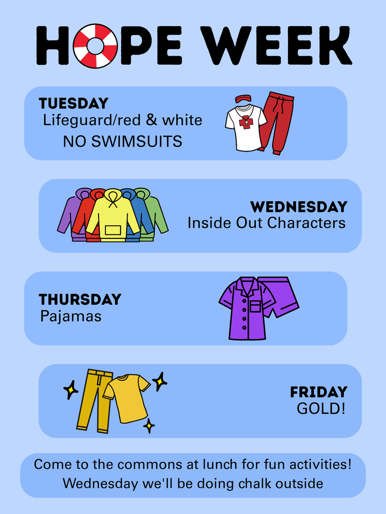 Hope Week! Blue Background with Clothes 