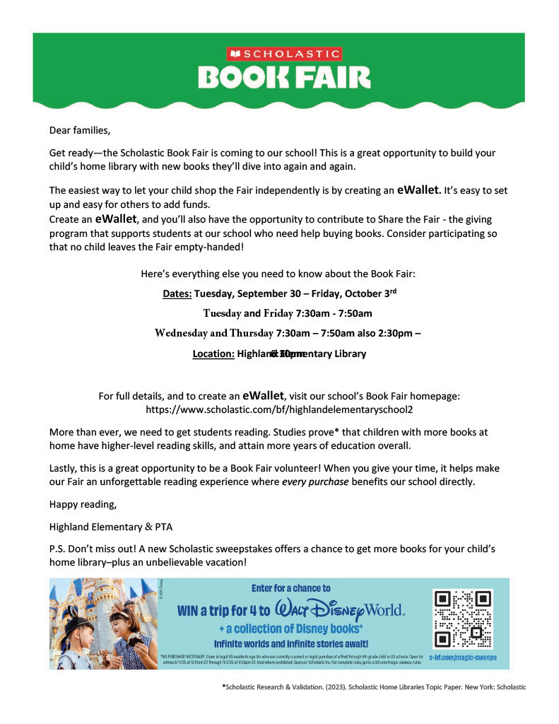 Book Fair Information Letter