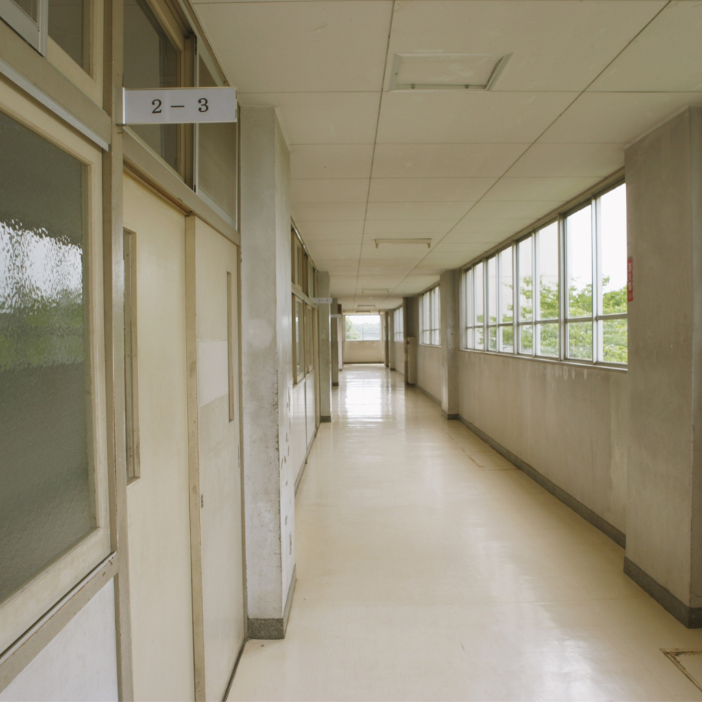 Empty school hallway