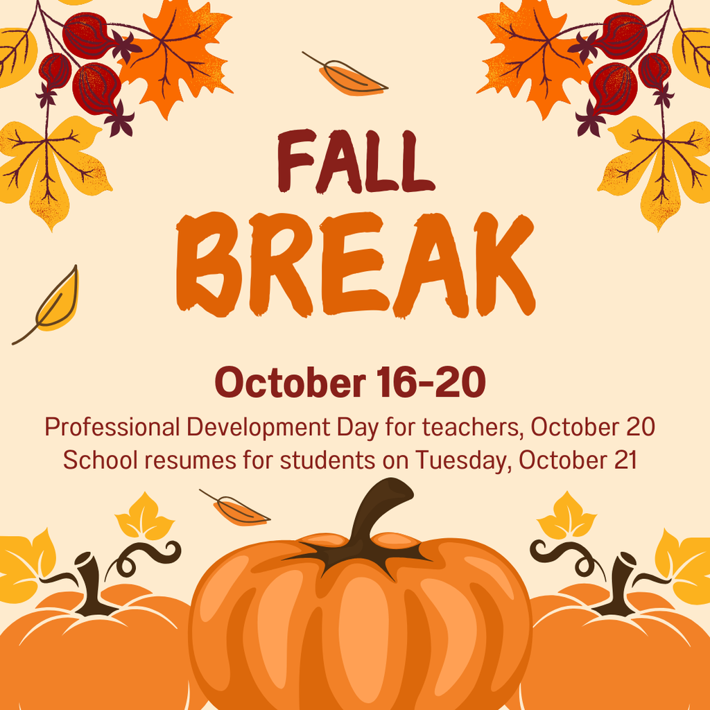 fall break wording with pumpkins and leaves