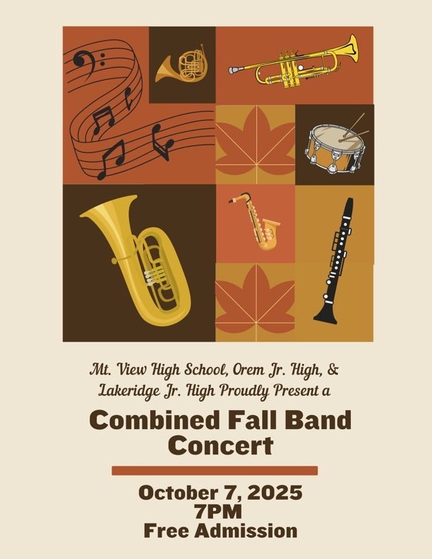 Musical Instruments and Fall Leave. Combined Fall Band Concer Octovber 7