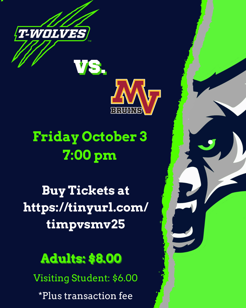Timpanogos football senior night October 3 2025 7:00 pm. Buy tickets at tinyurl.com/timpvsmv25