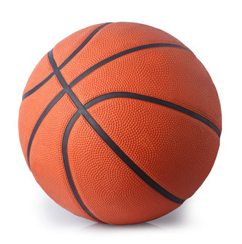Orange basketball on white background