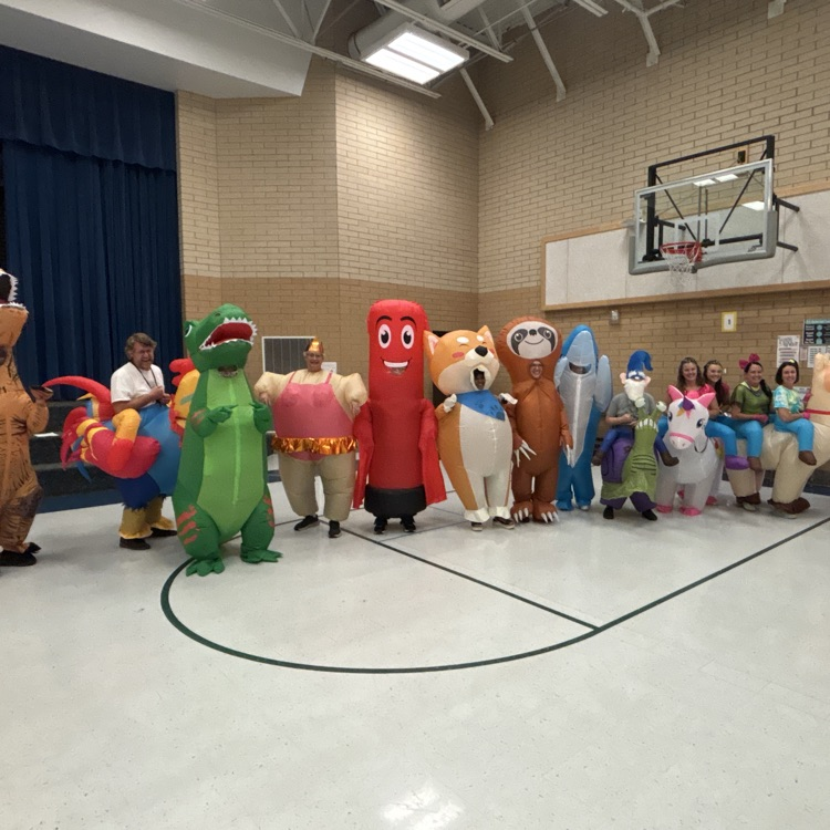teachers in blow up costumes 