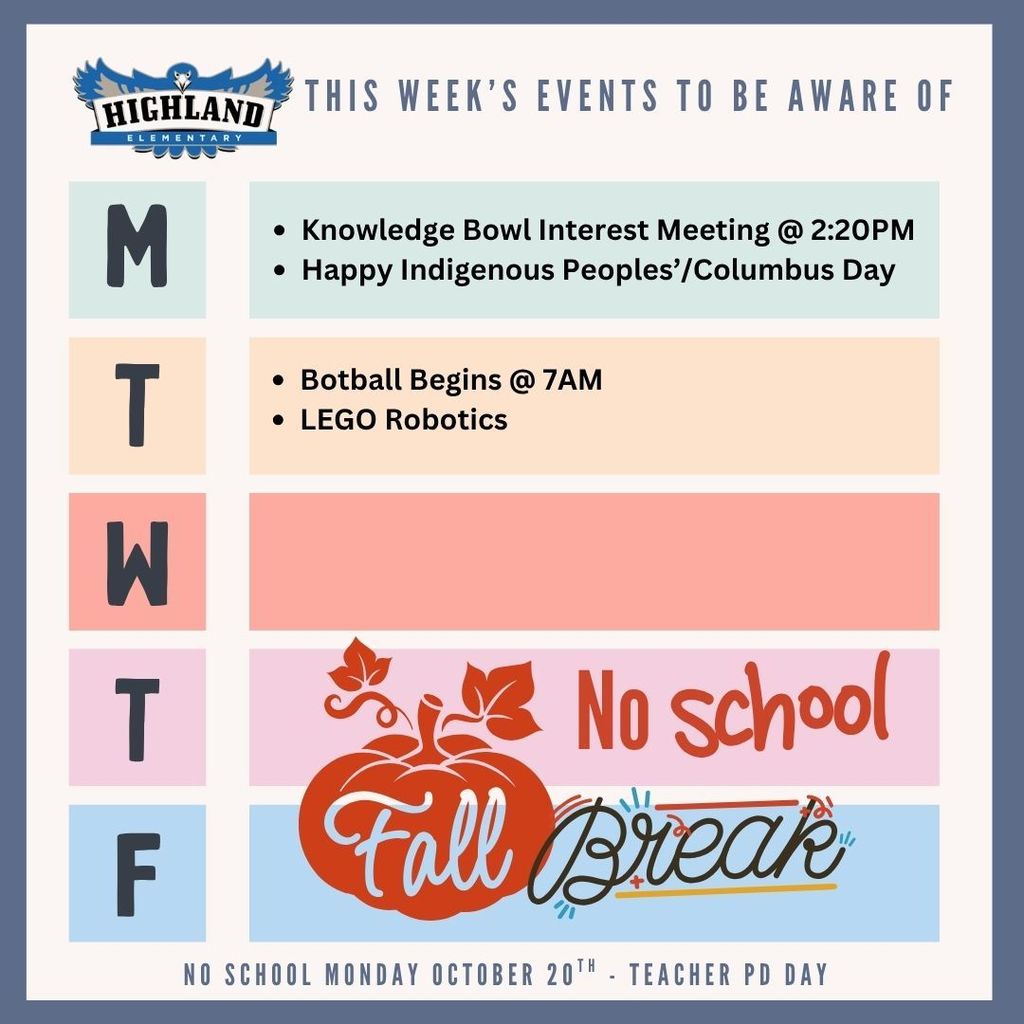 Colorful calendar of daily events