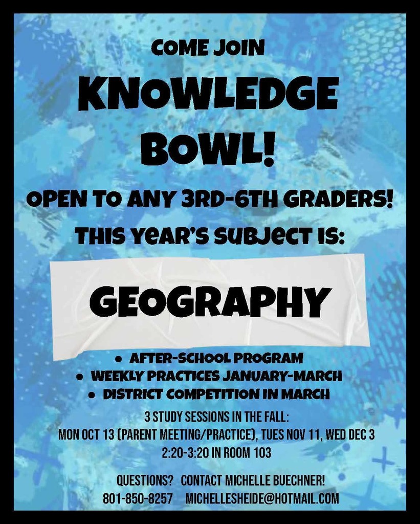 Knowledge Bowl info on a blue background