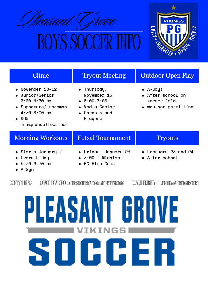 2025 2026 Boys Soccer Tryout Information