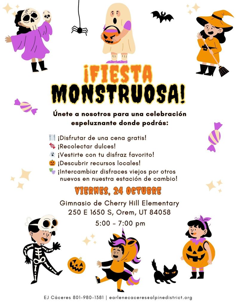 Monster Mash event on Friday, Oct 27th from 5-7pm. Free dinner, local resources, trick or trreating, and more!