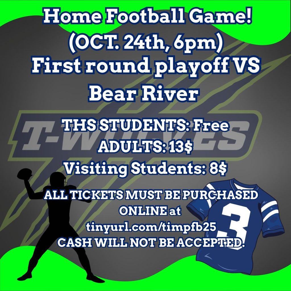 Home football game update. THS students get in FREE!