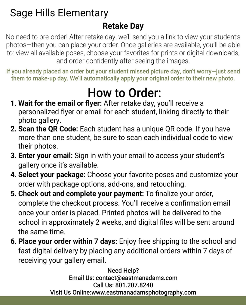 Picture Retake Ordering Instructions