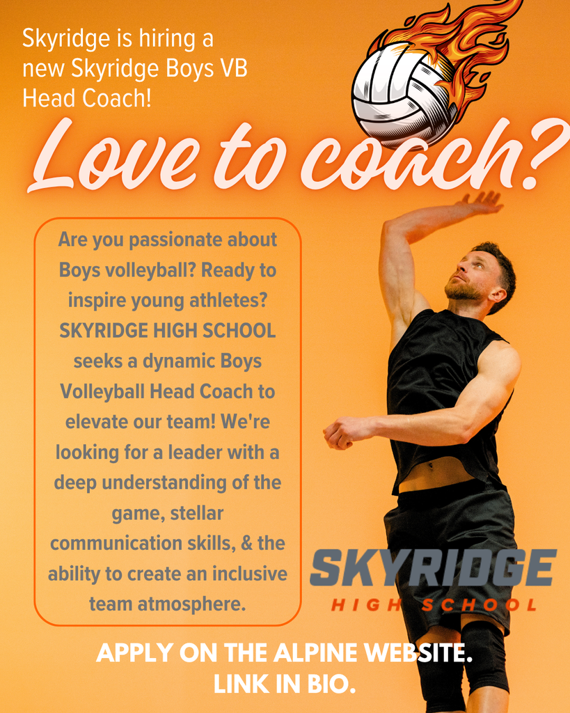 Male volleyball players spiking a volleyball and we are looking for a head coach.