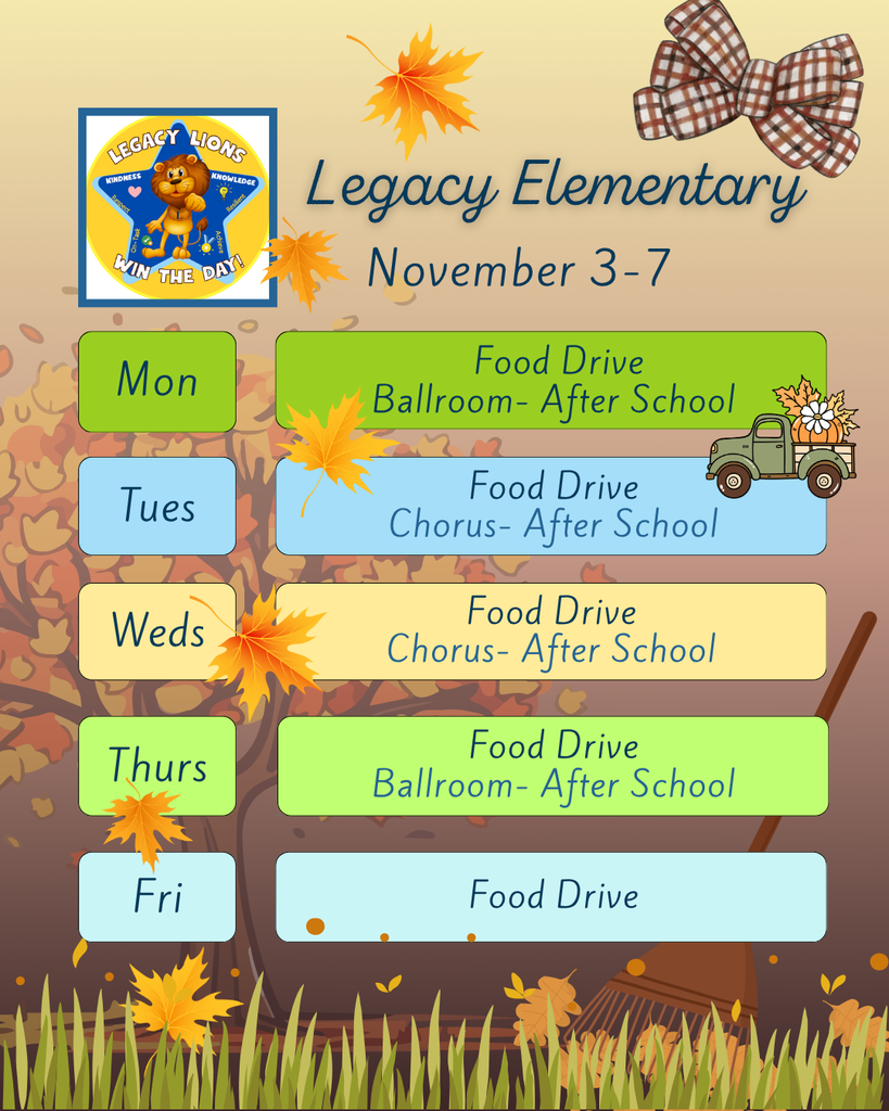 Legacy Weekly Events- November 3-7