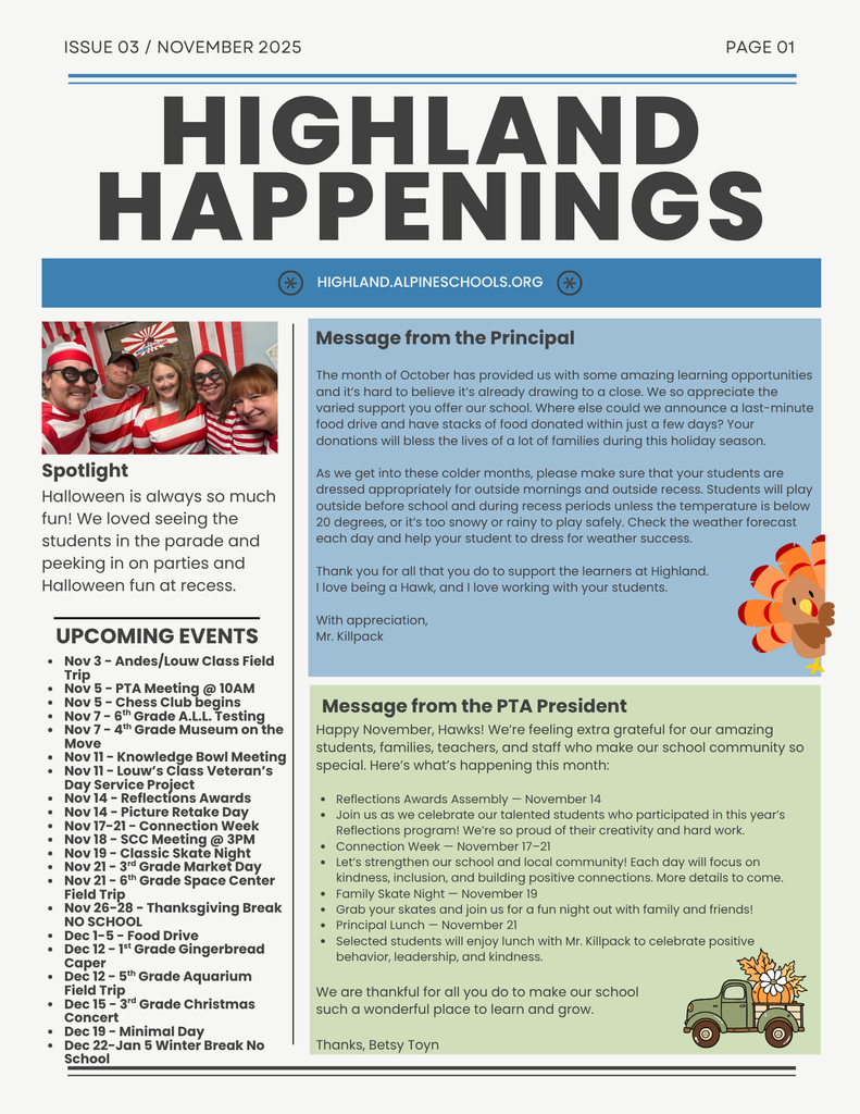 Highland Happenings Monthly Newsletter