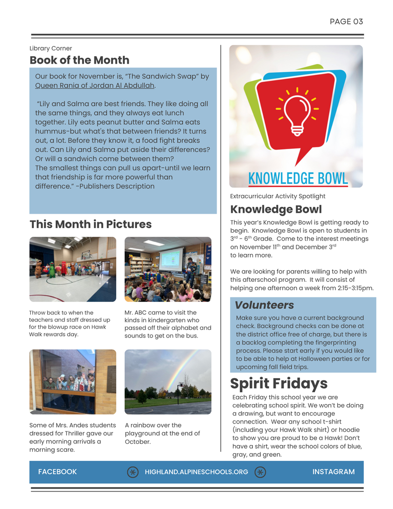 Highland Happenings Monthly Newsletter page 3