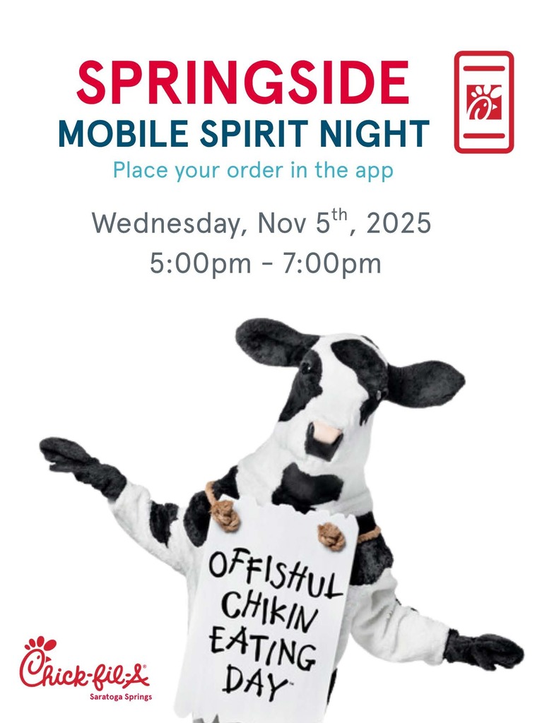 Chick-fil-A Springside Elementary Spirit Night- Nov 5th