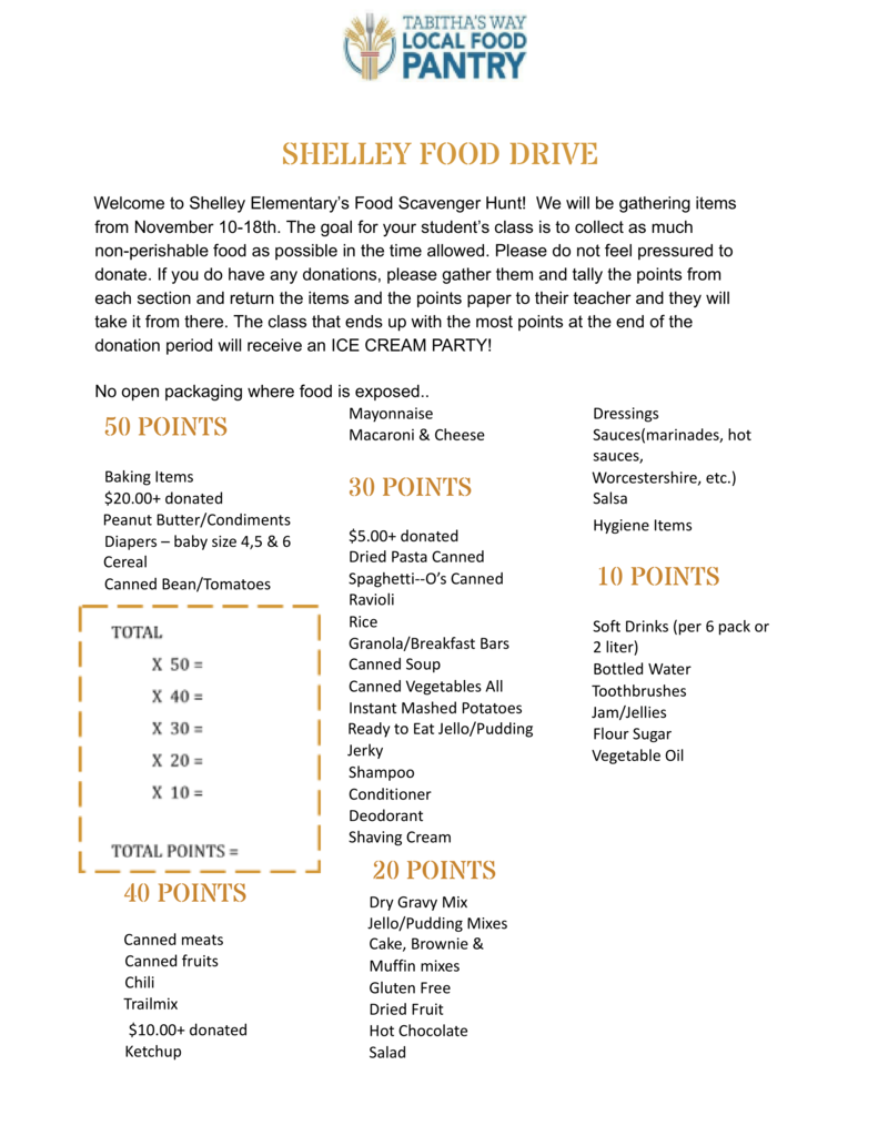 Shelley Food Drive