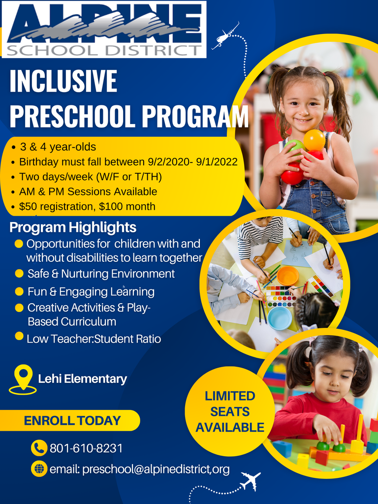 A flyer talking about the benefits of an inclusive preschool program.  With questions call (801) 610 8231