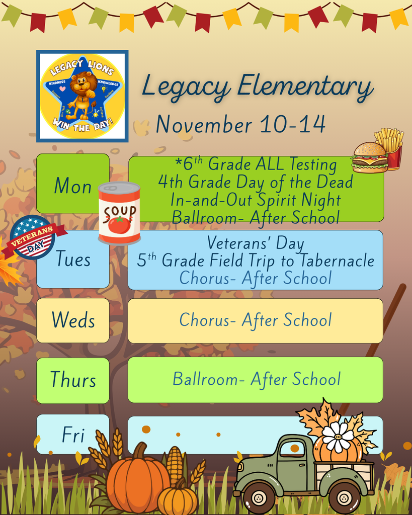 Legacy Weekly Events for November 10-14