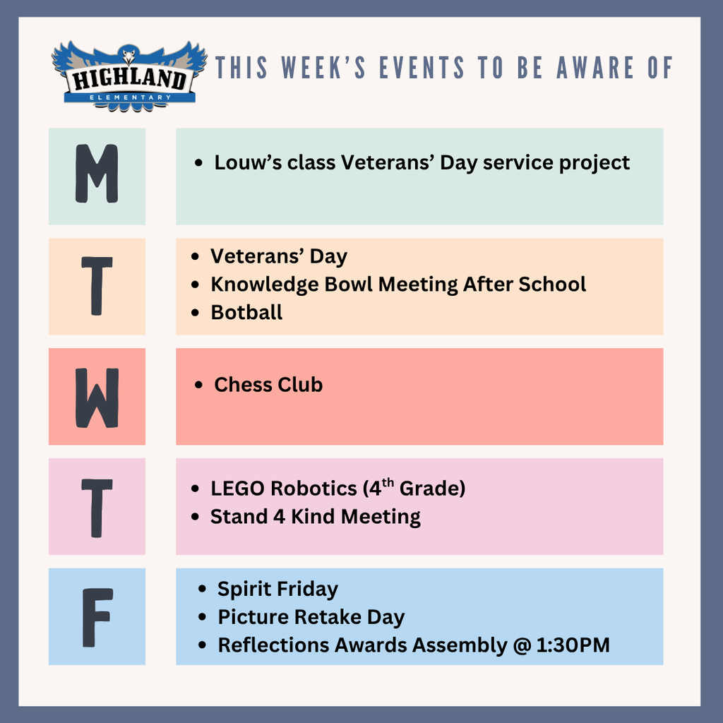 Colorful calendar of daily events