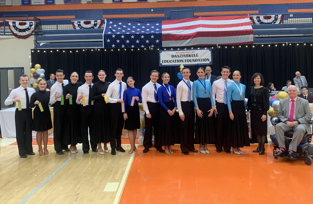 BALLROOM TEAM WITH MEDALS AND RIBBONS