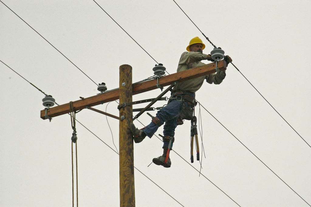 utility worker on line