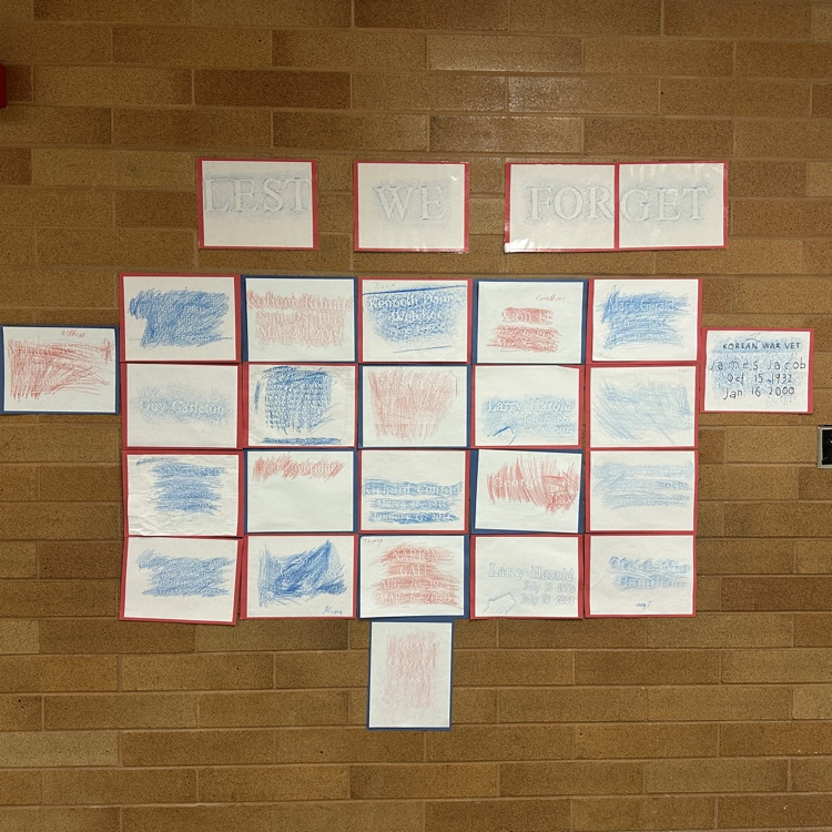 student rubbings for replicated veteran wall
