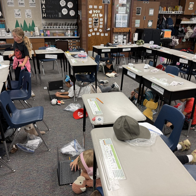 desks students under desks